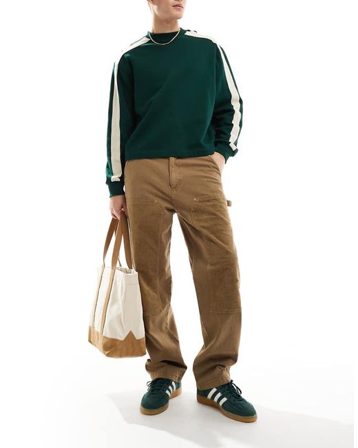 Only & Sons Green Loose Cord Carpenter Pants for men