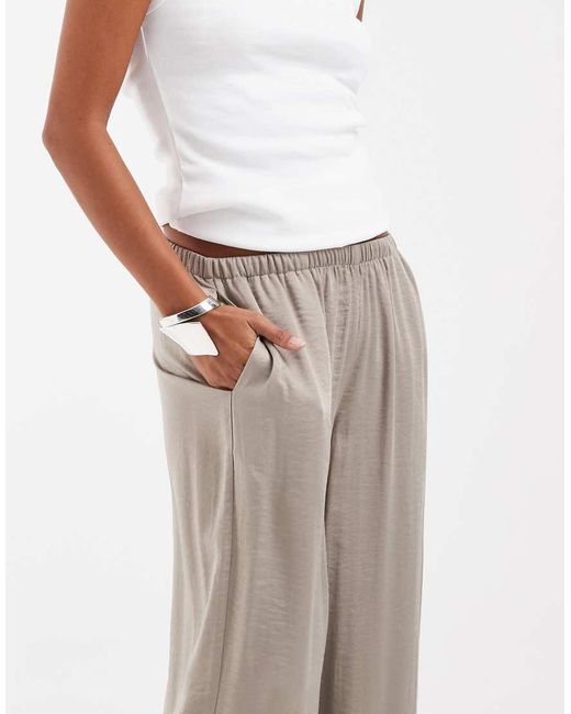 Vero Moda Gray Textured Satin Wide Leg Trousers