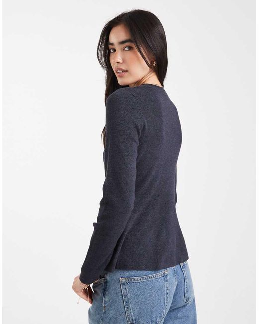 ONLY Blue Knitted Peplum Jumper