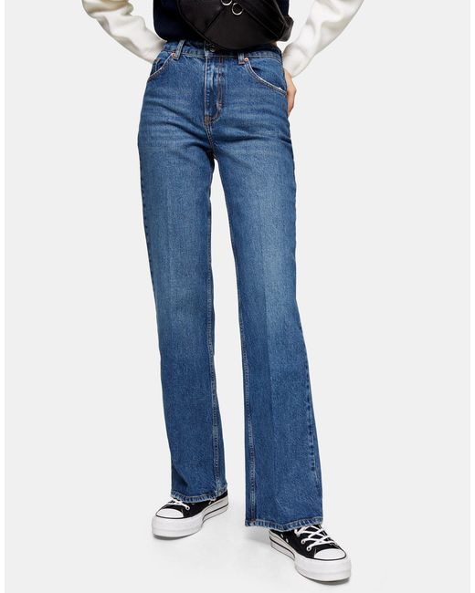 TOPSHOP Blue Relaxed Flare Jeans