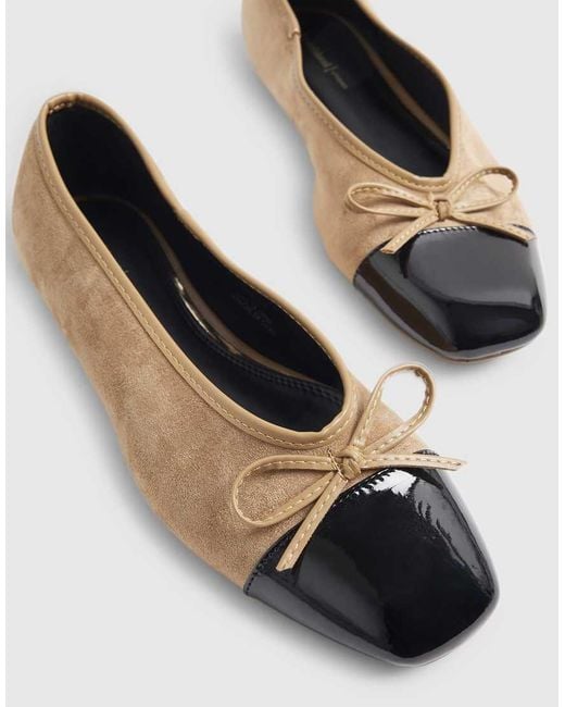 River Island White Toe Cap Bow Ballet Pumps