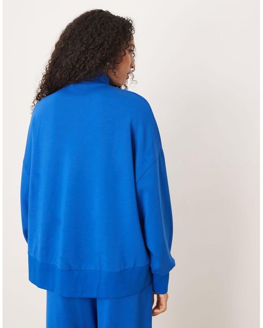 ASOS Blue Cupro Funnel Neck Sweatshirt