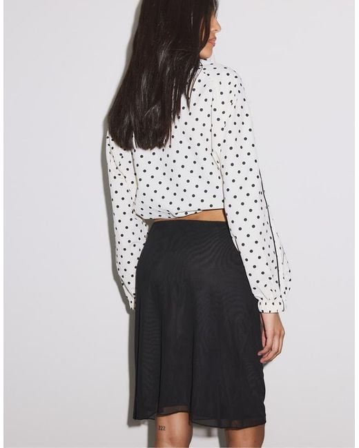 Stradivarius Blue Tulle Midi Skirt