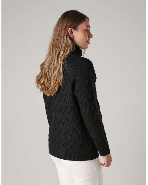 French Connection Black Cable Knit Roll Neck Long Sleeve Jumper