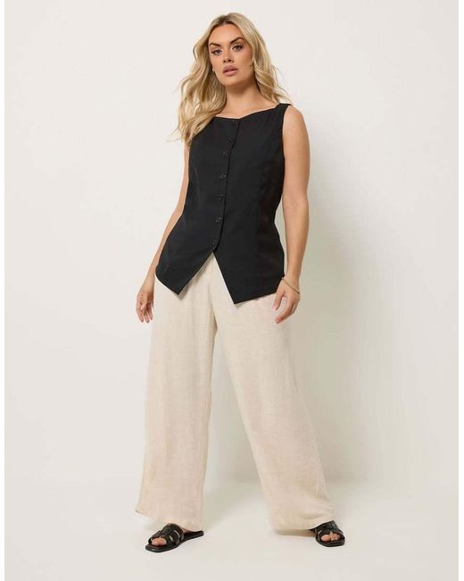 Yours Clothing Black Button Waistcoat