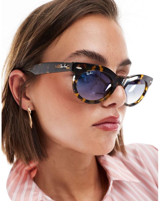 Wayfarer - occhiali da sole ovali tartarugati chiari di Ray-Ban in Pink