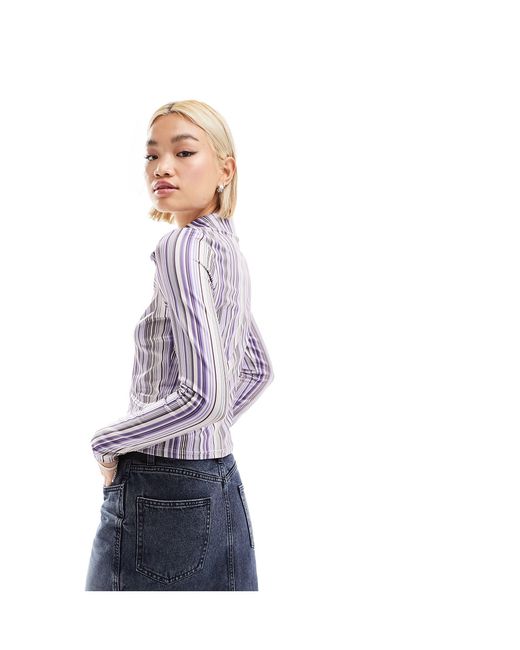 Daisy Street Purple Fitted Slinky Long Sleeve Shirt