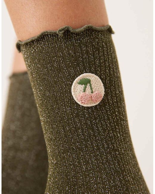 Accessorize Natural Cherry Frill Socks