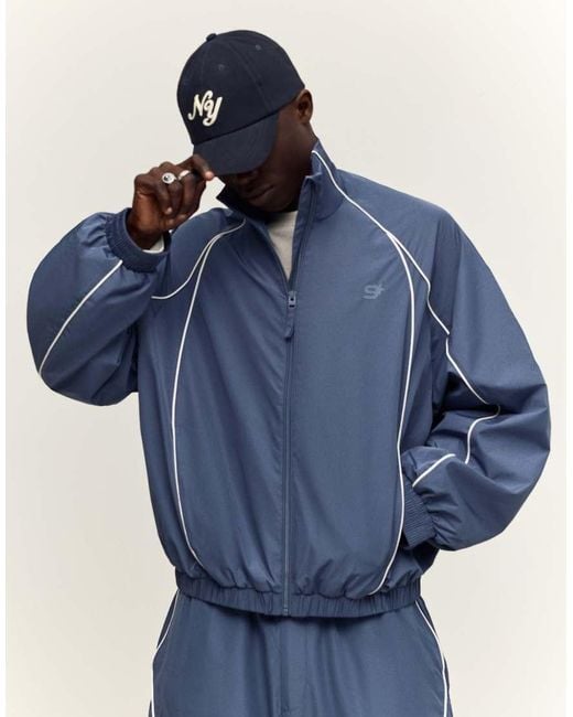 Bershka Blue Contrast Technical Jacket for men