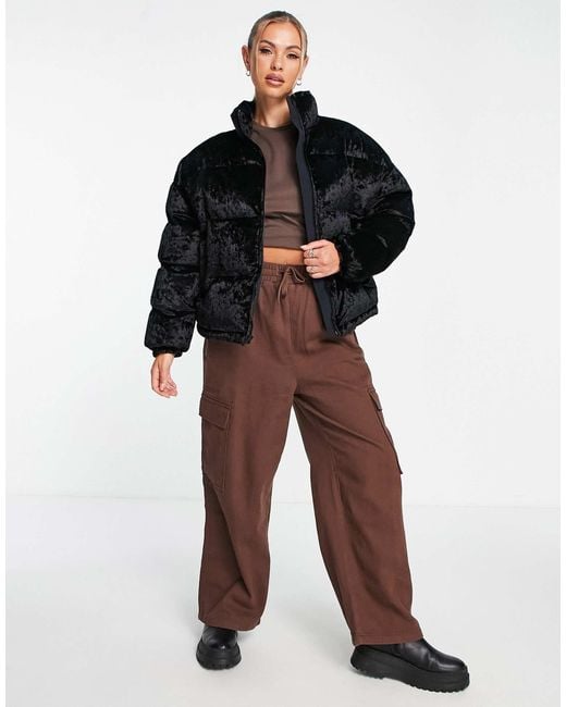 Napapijri Black Belay Velvet Puffer Jacket