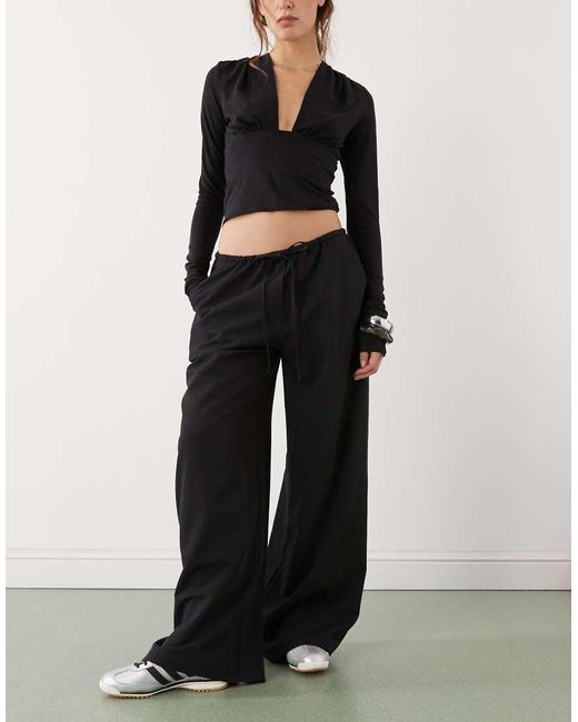 Reclaimed Vintage Black Drawstring Pull On Barrel Leg Pants