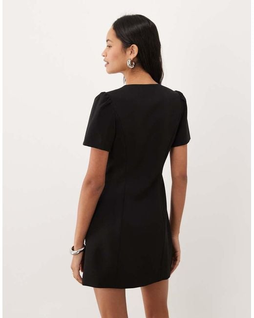 Forever New Natural Structured Puff Sleeve Button Down Mini Dress