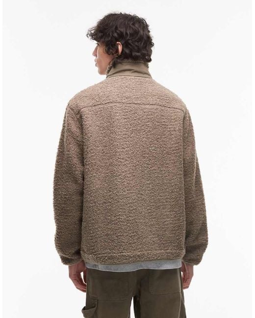 Tommy Hilfiger Brown Teddy Fleece Zip Through Jacket for men