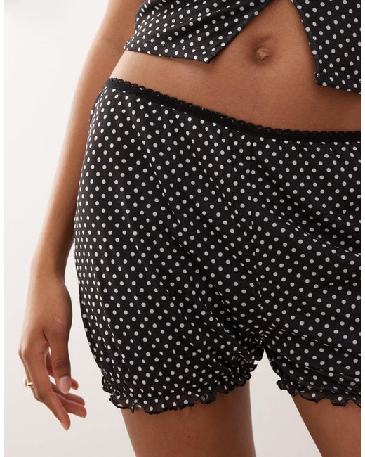 Reclaimed (vintage) Brown Polka Dot Mesh Micro Bloomer Shorts - Part Of A Set