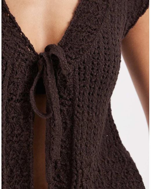 Hollister Blue Tie Front Knit Babydoll Top