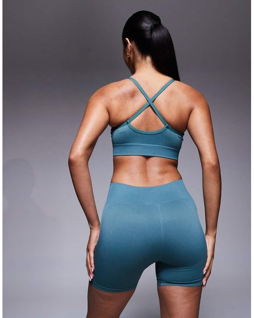 Adidas Originals Blue Adidas Training Knit 4"" Booty Shorts