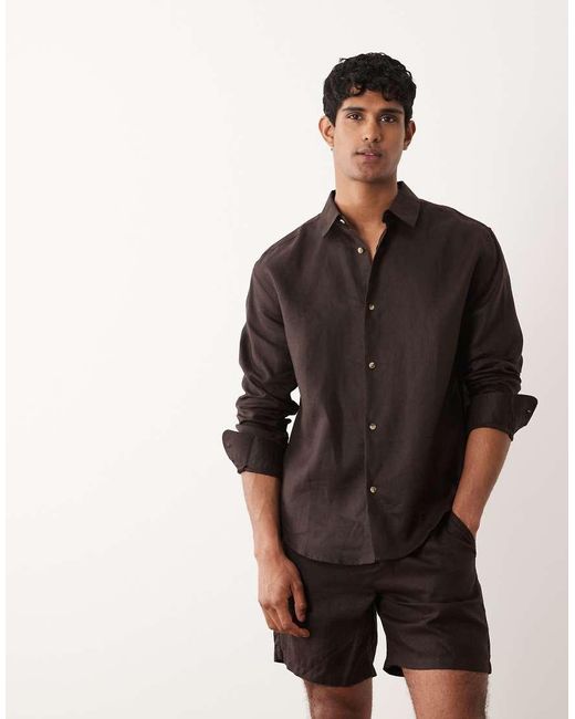ASOS Black Co-ord Slim 100% Linen Shorts for men