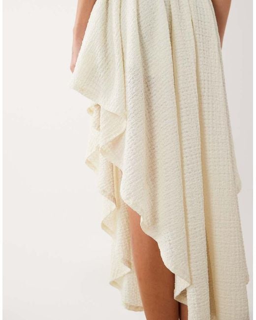 ASOS Natural Textured Midi Dress With High Low Hem