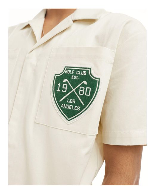 ASOS White Denim Boilersuit With Golf Club Print for men