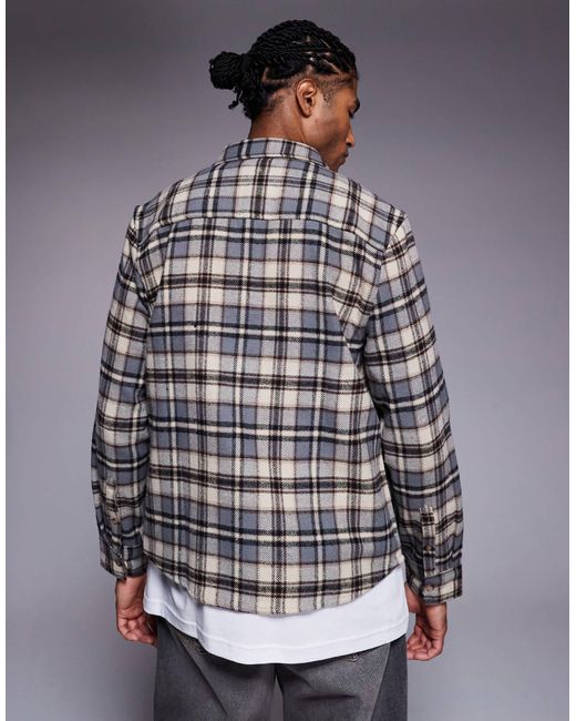 ASOS Gray Regular Flannel Check Shirt for men