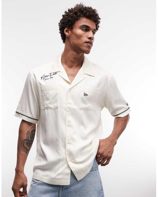 KTZ White Graphic Logo Short Sleeve Revere Shirt for men