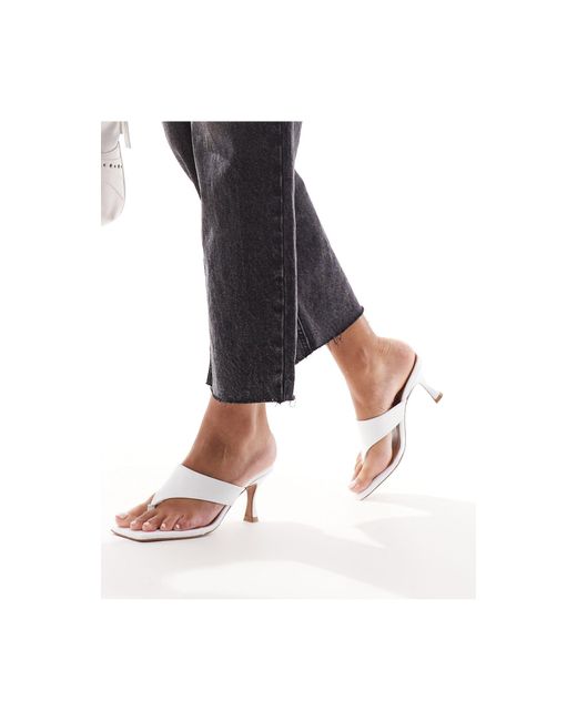 ASOS Black Hailey Premium Leather Toe Thong Mid Sandals