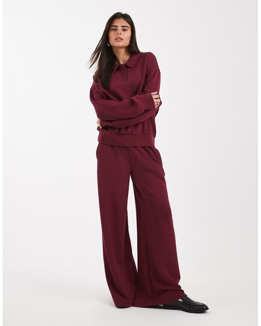 ASOS Henley Sweatshirt Van Zachte Cupro in het Red