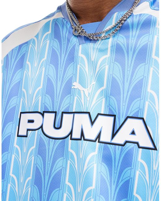 PUMA Blue Retro Printed Football Jersey for men