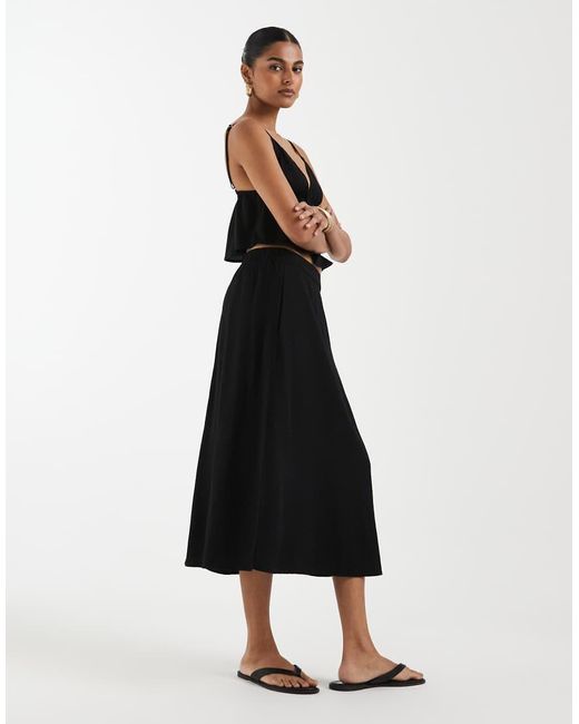 Vero Moda Black Linen Touch Cami Strap Top Co-ord