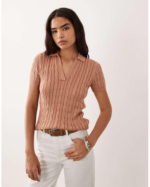 Ralph Lauren Pink Fine Knit Polo Top