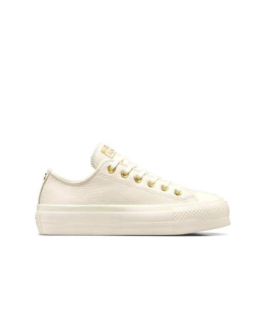 Chuck taylor all star lift ox - baskets à plateforme avec détails métalliques - beige et doré Converse en coloris White