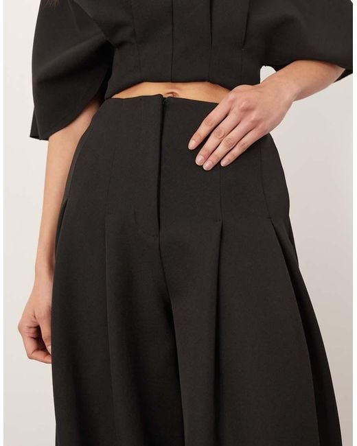 ARRANGE Black Pleat Waist Tailored Wide Leg Trouser Co-ord