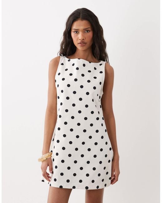 asos white denim dress ASOS DESIGN denim mini dress with puff sleeves in white