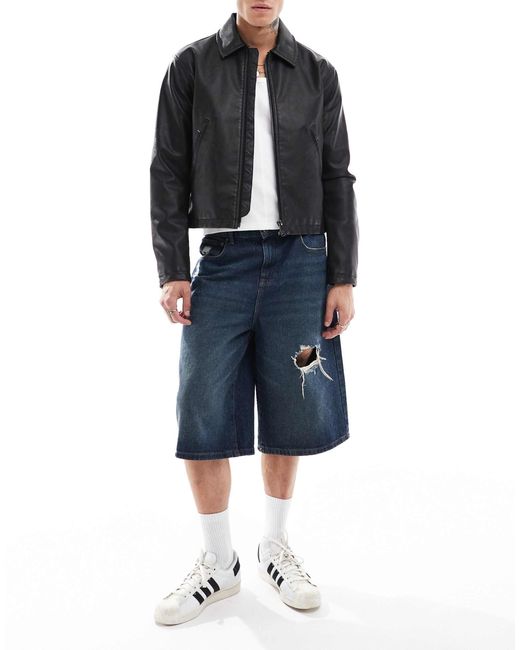 Weekday – denzel – knapp geschnittene jacke aus kunstleder in Gray für Herren