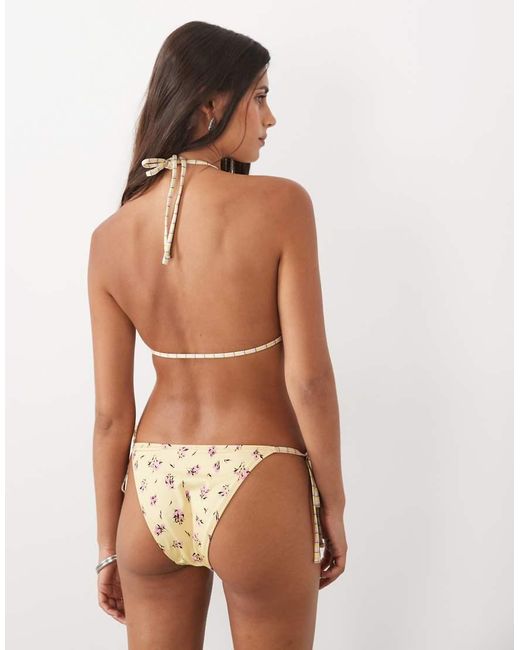 ASOS Brown Imogen Check Laguna High Apex Triangle Bikini Top