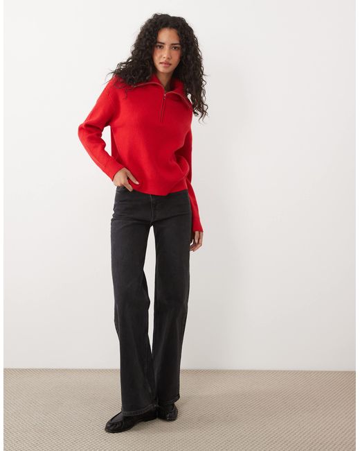 Pull à col zippé quart Mango en coloris Red