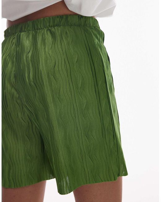 Short ample plissé - olive TOPSHOP en coloris Green