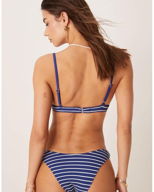 Free Society Blue Stripe Crinkle Underwire Bikini Top