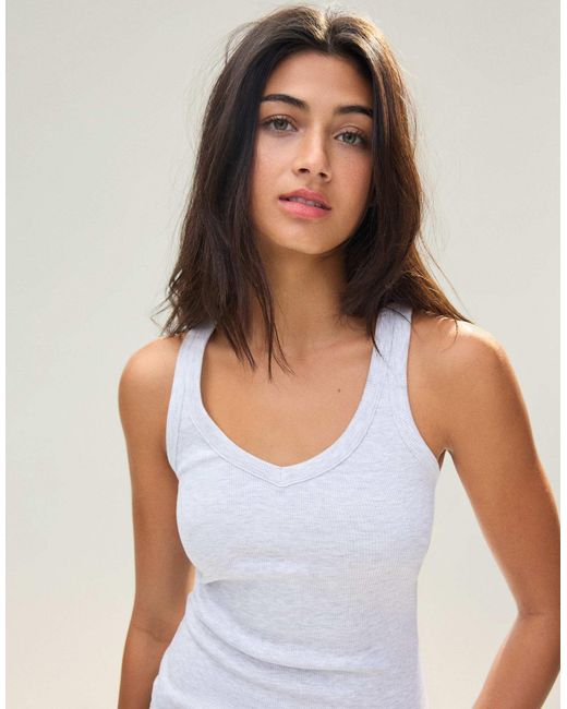 Bershka Blue – geripptes basic-trägertop