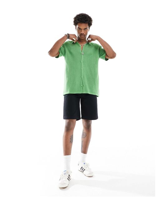 Hunky Trunks Green Knitted Pointelle Beach Shirt for men
