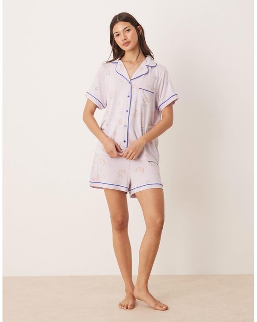 ASOS Pink Super Soft Premium Short Sleeve Shirt And Short Pyjama Set