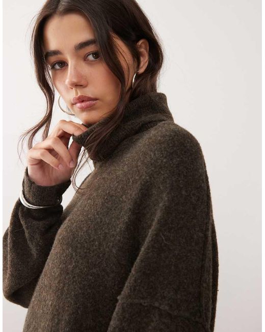 Weekday Gebreide Mini Jurk Met Col in het Natural