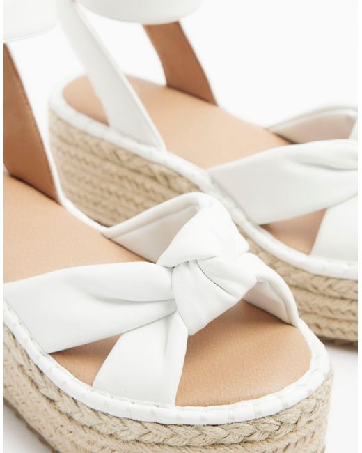 River Island White Wide Fit Knot Espadrille Sandals