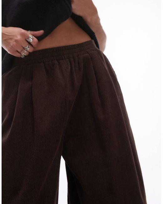 TOPSHOP White Tophop Cord Pull On Wide Leg Trouser