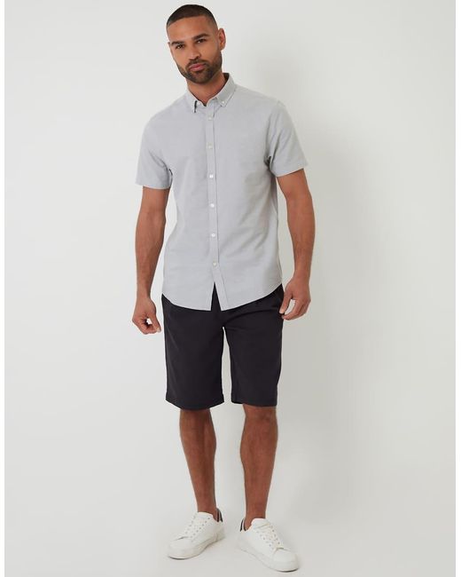 Threadbare Gray Oxford Cotton Short Sleeve Shirt for men