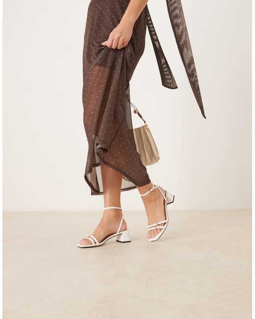 Raid Brown Zinia Low Block Heeled Sandals With Buckle Detail