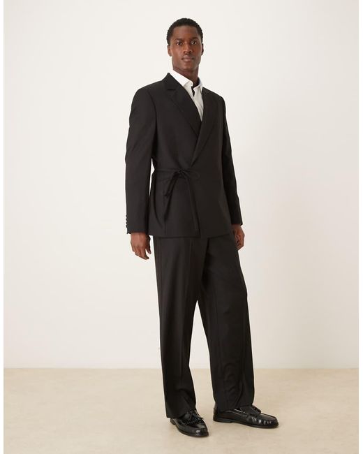 ASOS Black Wrap And Tie Regular Suit Jacket for men