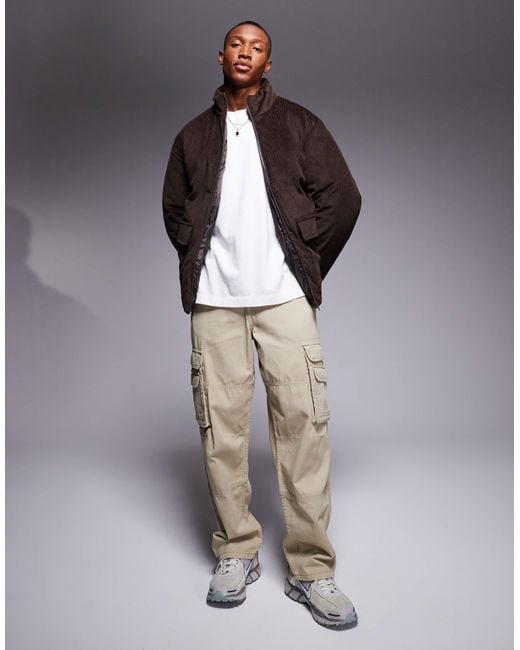 Doudoune en velours côtelé - marron ASOS pour homme en coloris Black