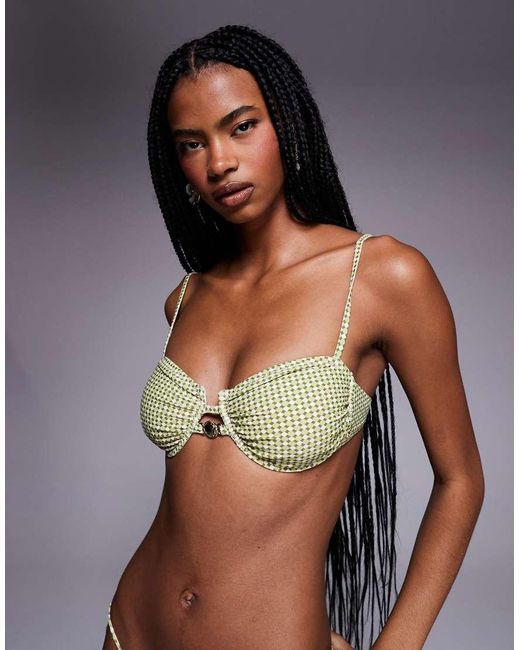 Candypants Green Geometric Print Underwire Bikini Top