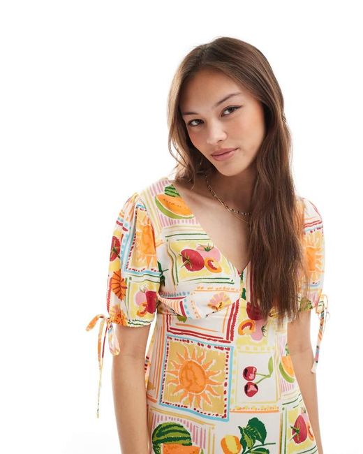 New Look White Tie Sleeve Mini Dress